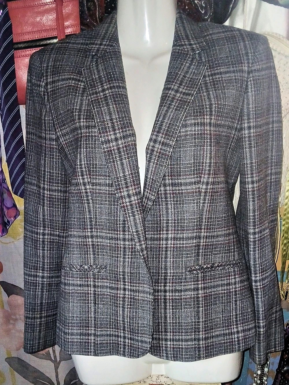 Pendleton Vintage Women's Plaid Wool Blazer Small Missing Front Button